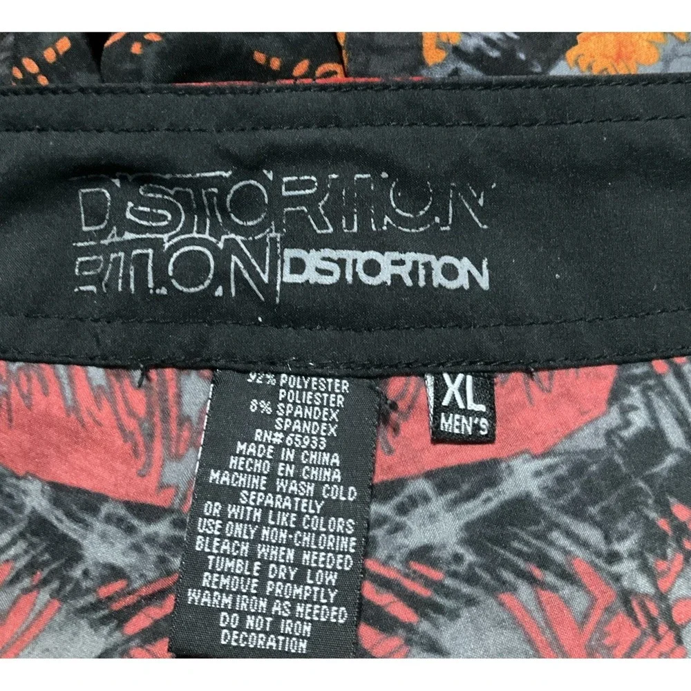 Distortion Men's Size‎ XL Black Orange Americana Palm Sunset Swim Board Shorts